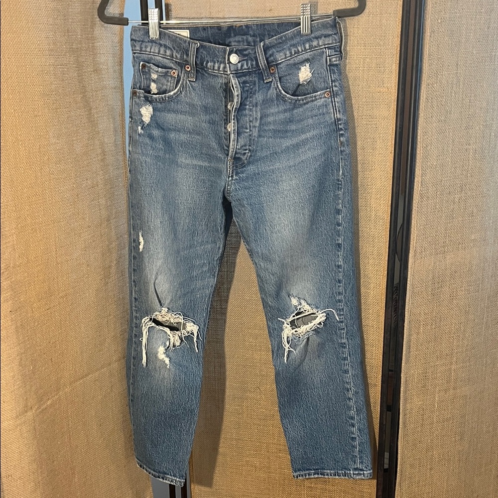 GAP High Rise Ripped Jeans - Classic Blue